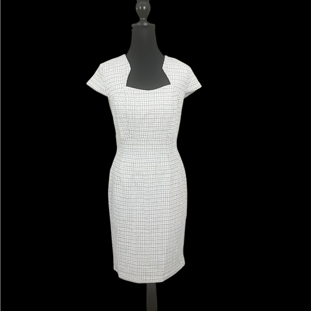 Grace Karin Pencil Ivory Chiffon Cap Sleeve Sheath Vintage Dress size S